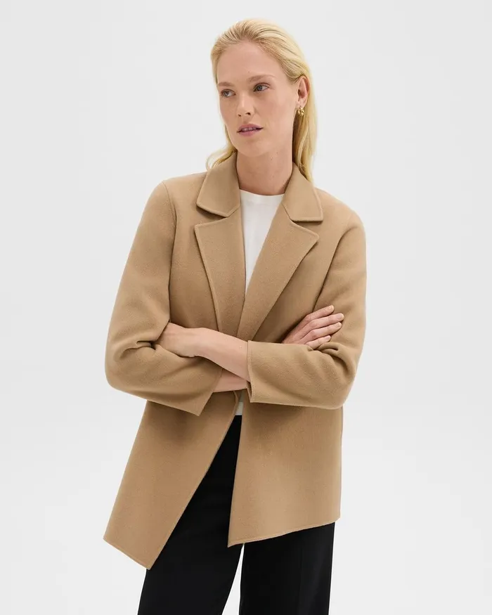 Women Theory Outerwear Clairene Jacket In DoubleFace WoolCashmere New Camel