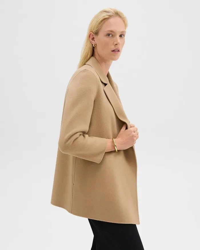 Women Theory Outerwear Clairene Jacket In DoubleFace WoolCashmere New Camel