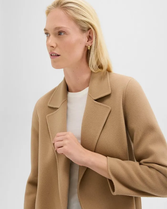 Women Theory Outerwear Clairene Jacket In DoubleFace WoolCashmere New Camel
