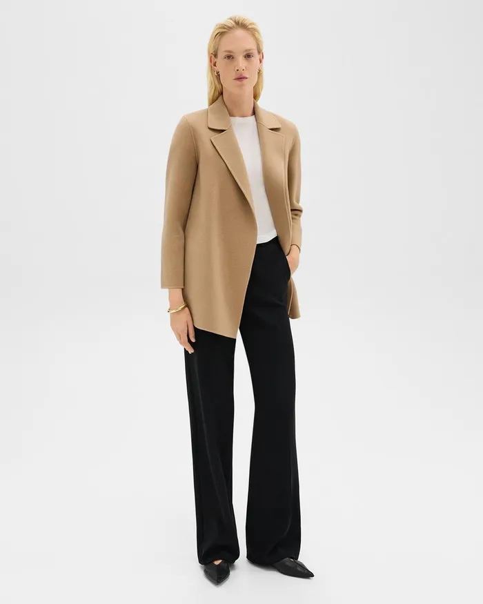 Women Theory Outerwear Clairene Jacket In DoubleFace WoolCashmere New Camel