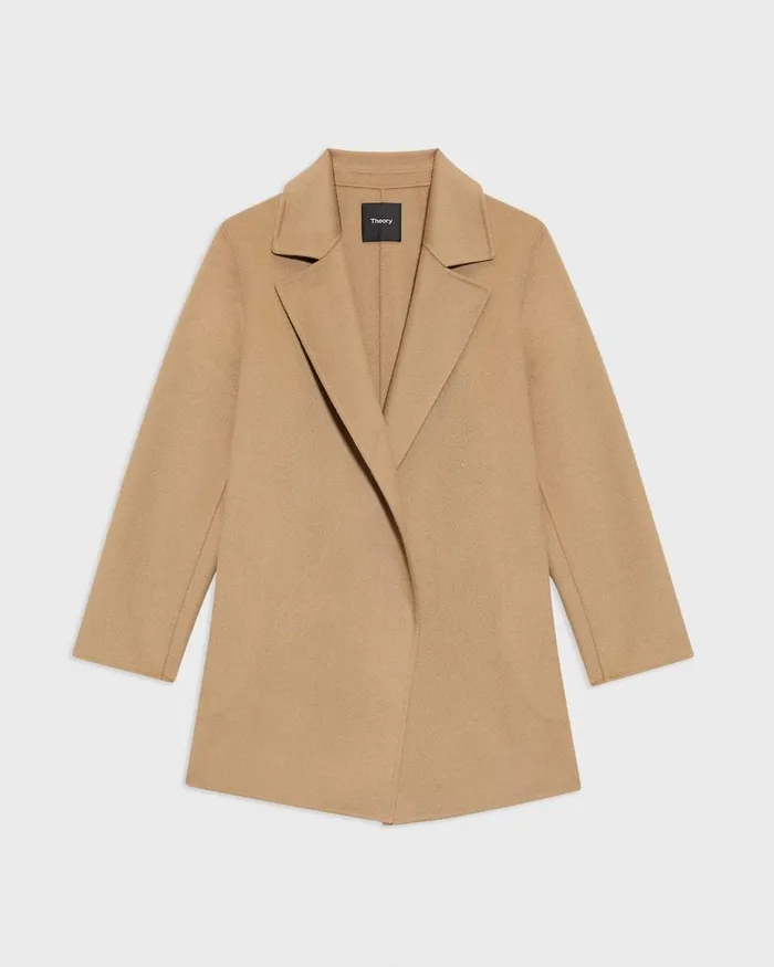 Women Theory Outerwear Clairene Jacket In DoubleFace WoolCashmere New Camel