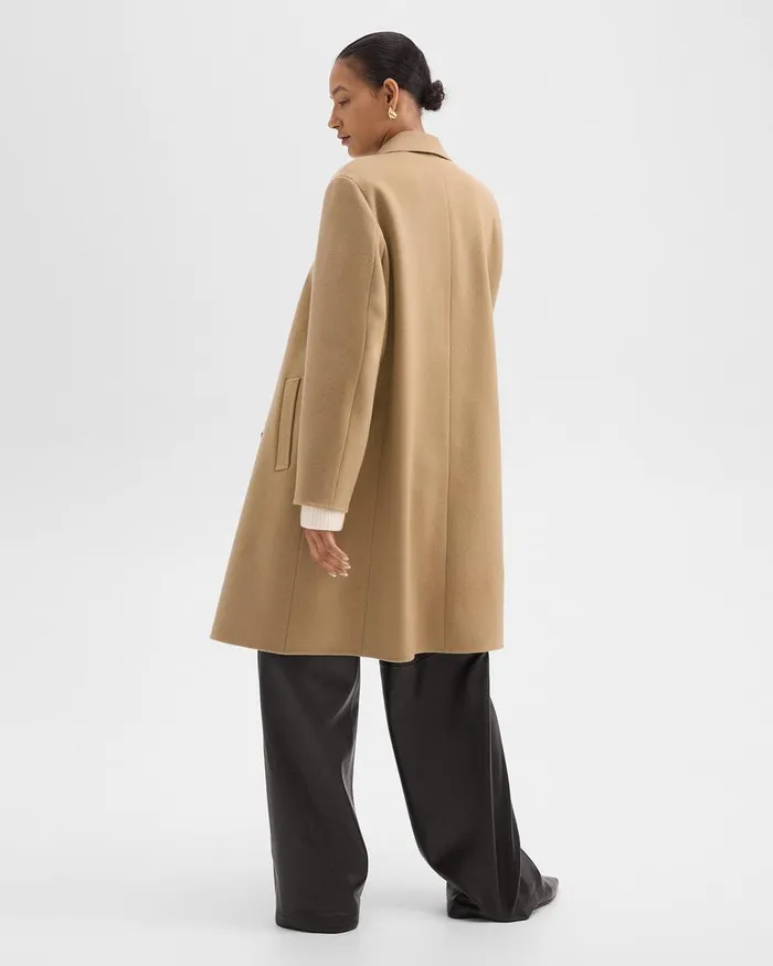 Women Theory Outerwear DoubleBreasted Coat In DoubleFace WoolCashmere New Camel