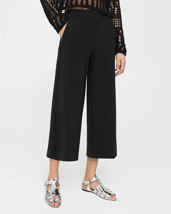 Women Theory Pants Cropped WideLeg Pant In Precision Ponte Black
