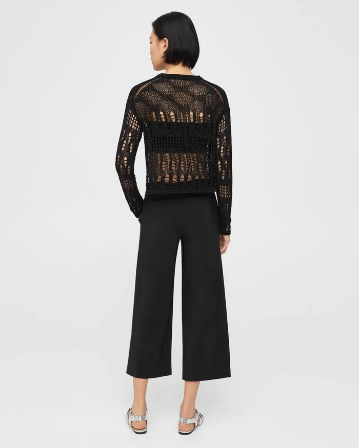 Women Theory Pants Cropped WideLeg Pant In Precision Ponte Black