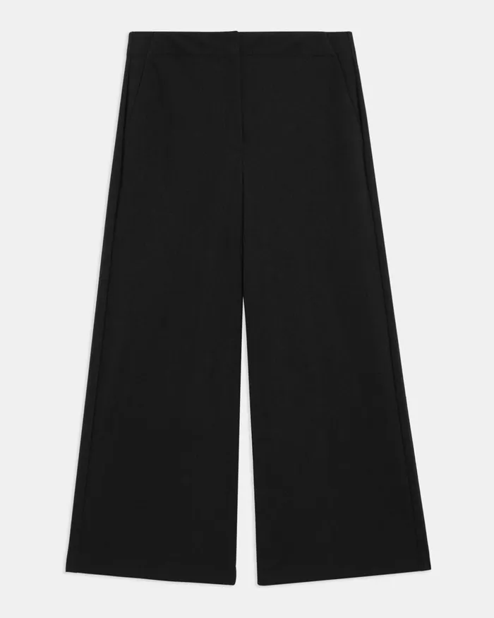 Women Theory Pants Cropped WideLeg Pant In Precision Ponte Black