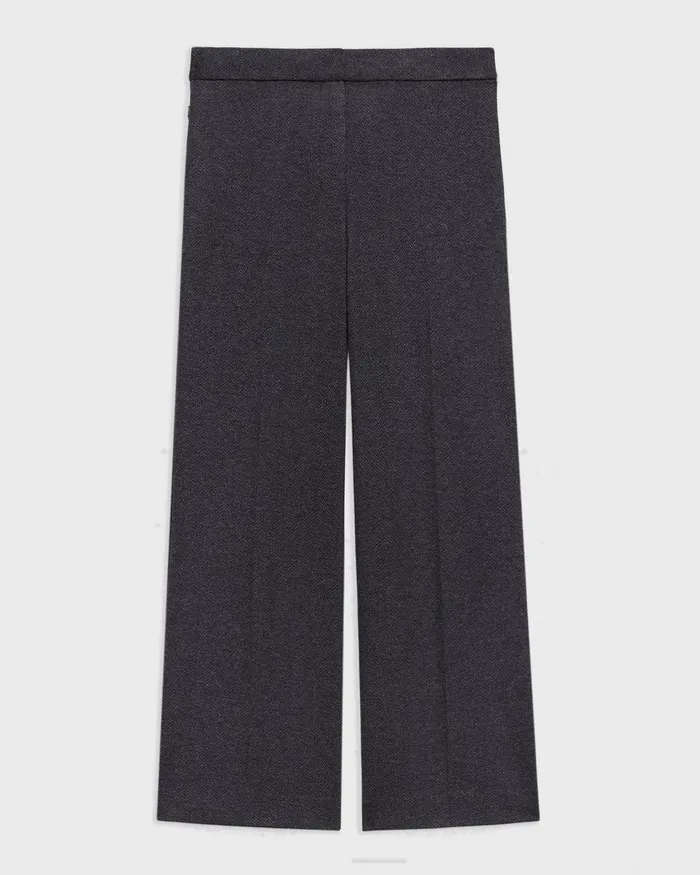 Women Theory Pants Kick Pant In Herringbone Knit Charcoal Melange