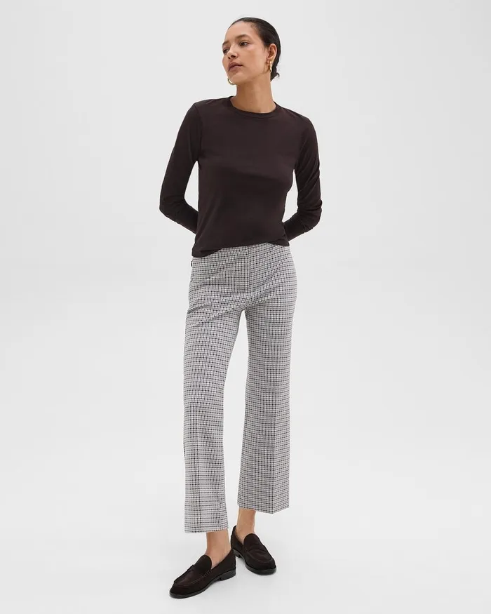 Women Theory Pants Kick Pant In Stretch Houndstooth Knit Cinder Multi