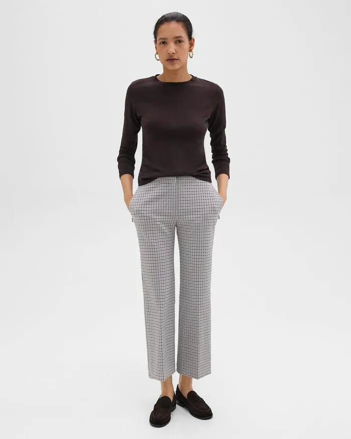 Women Theory Pants Kick Pant In Stretch Houndstooth Knit Cinder Multi
