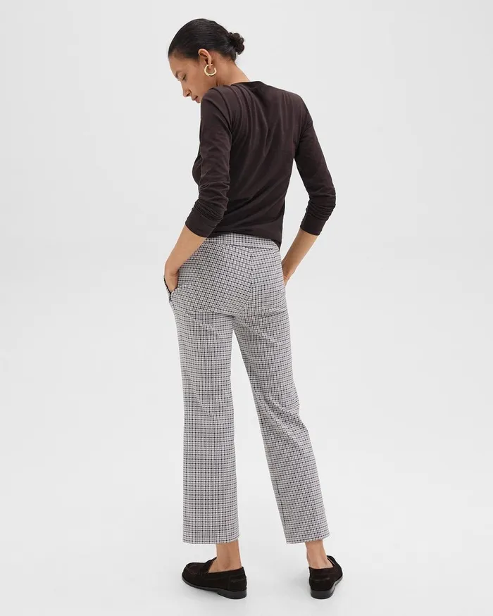 Women Theory Pants Kick Pant In Stretch Houndstooth Knit Cinder Multi