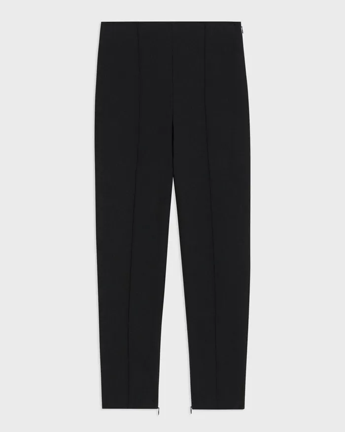 Women Theory Pants Pintucked Slim Pant In Stretch Cotton Black