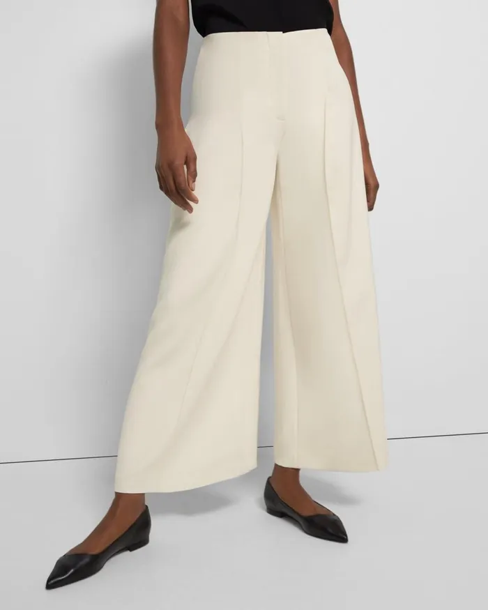Women Theory Pants Pleated WideLeg Pant In Admiral Crepe Rice