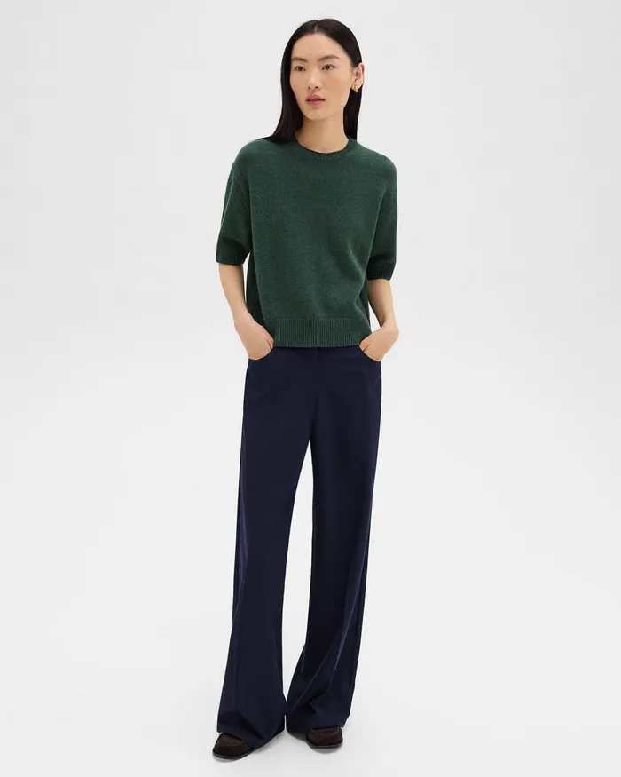 Women Theory Pants StraightLeg 5Pocket Pant In Stretch Flannel Dark Navy