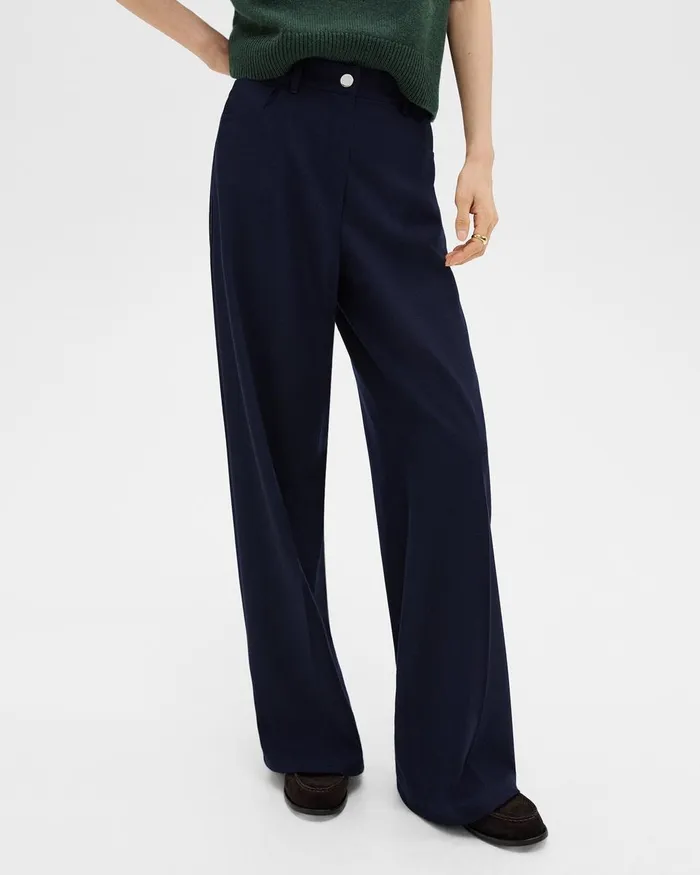 Women Theory Pants StraightLeg 5Pocket Pant In Stretch Flannel Dark Navy