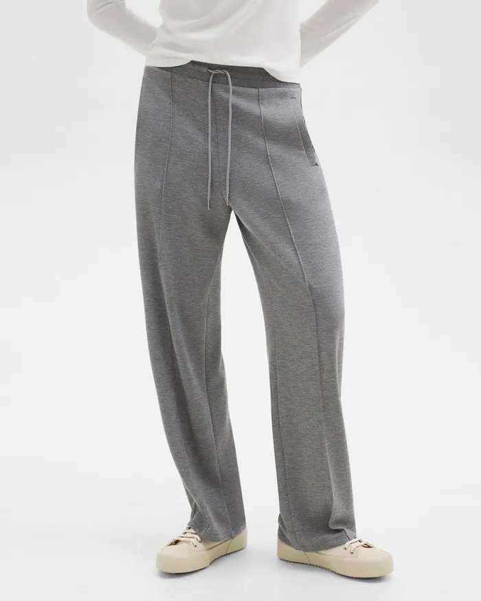 Women Theory Pants Track Pant In DoubleKnit Jersey Grey Meloat Mel