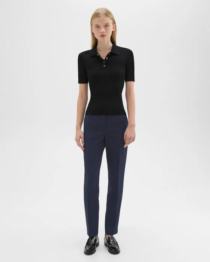 Women Theory Pants Treeca Full Length Pant In Admiral Crepe Nocturne Navy