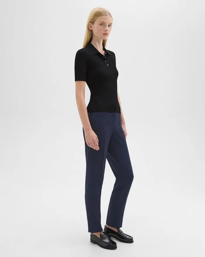 Women Theory Pants Treeca Full Length Pant In Admiral Crepe Nocturne Navy