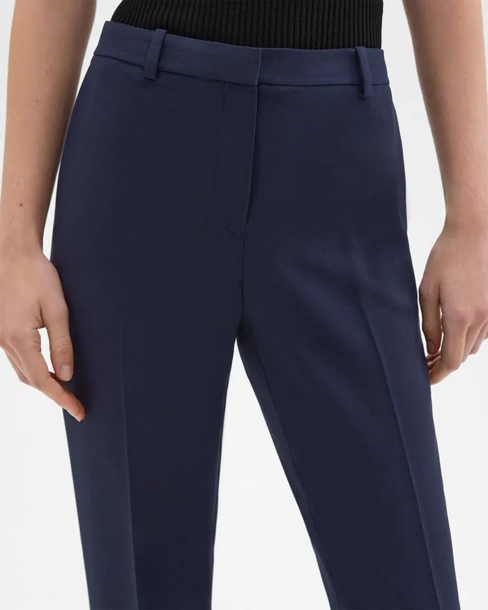 Women Theory Pants Treeca Full Length Pant In Admiral Crepe Nocturne Navy