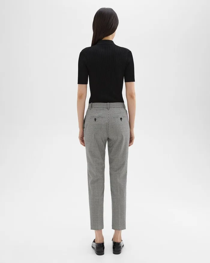 Women Theory Pants Treeca Pant In Plaid Stretch Wool Black Multi