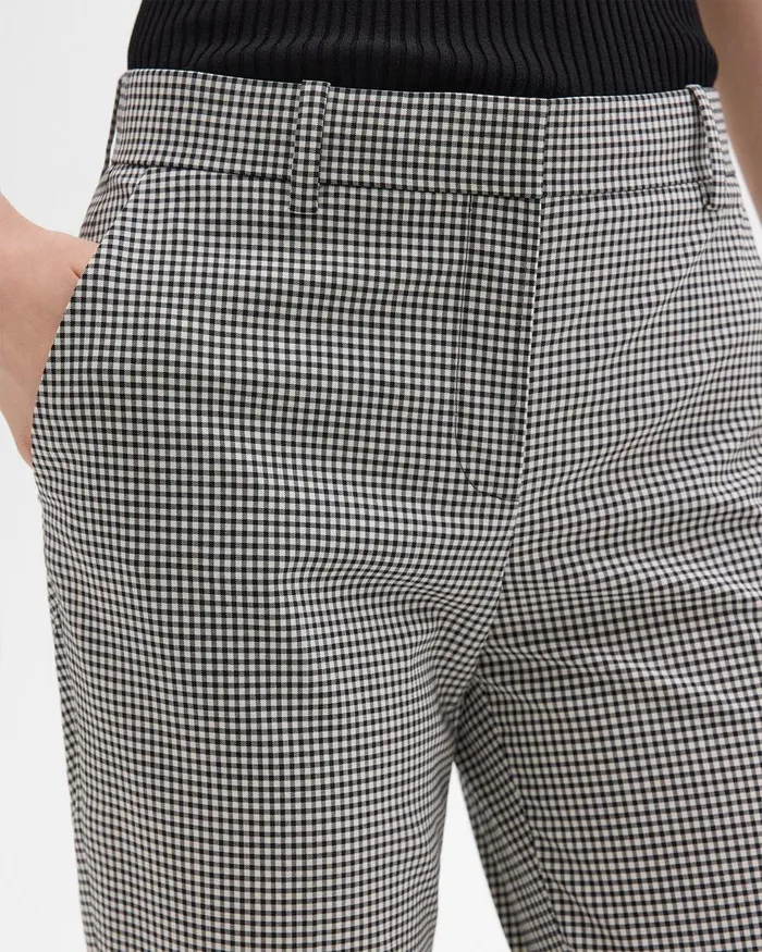 Women Theory Pants Treeca Pant In Plaid Stretch Wool Black Multi