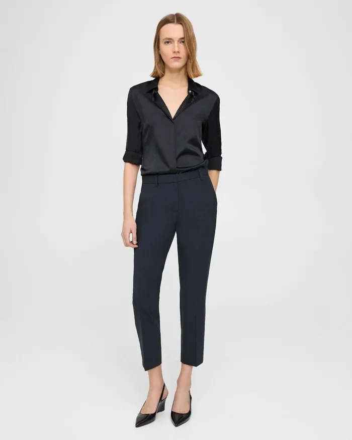Women Theory Pants Treeca Pant In Stretch Wool Nocturne Navy