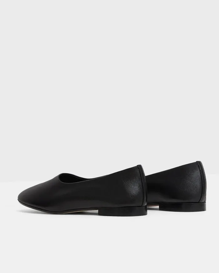Women Theory Shoes Round Flat In Leather Black