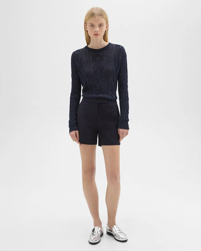 Women Theory Shorts Waist Tab Short In Neoteric Twill Dark Navy