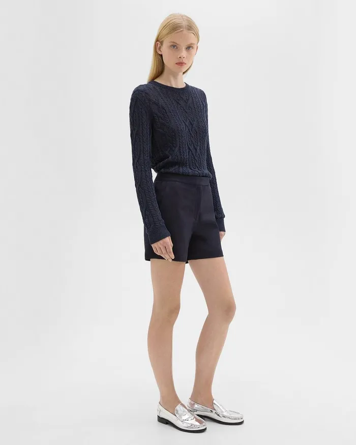Women Theory Shorts Waist Tab Short In Neoteric Twill Dark Navy