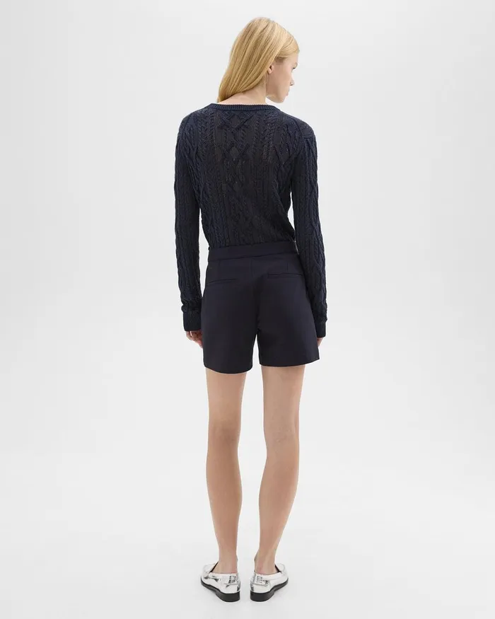Women Theory Shorts Waist Tab Short In Neoteric Twill Dark Navy