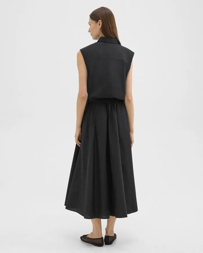 Women Theory Skirts Midi Circle Skirt In CottonBlend Black