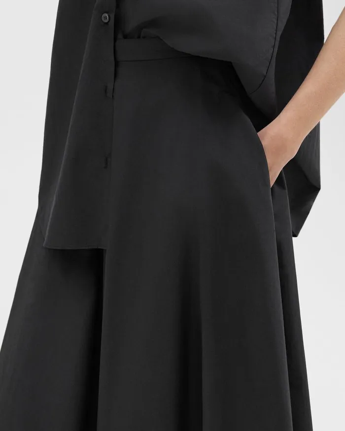 Women Theory Skirts Midi Circle Skirt In CottonBlend Black