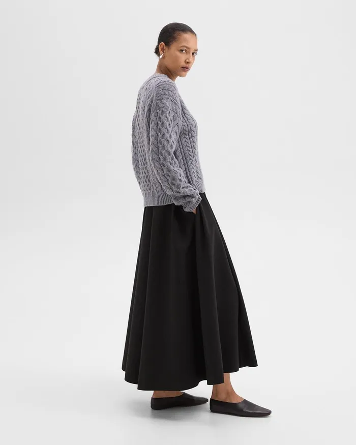 Women Theory Skirts Pleated Midi Skirt In Double Weave Black