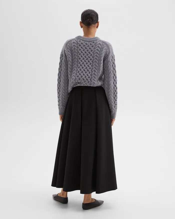 Women Theory Skirts Pleated Midi Skirt In Double Weave Black