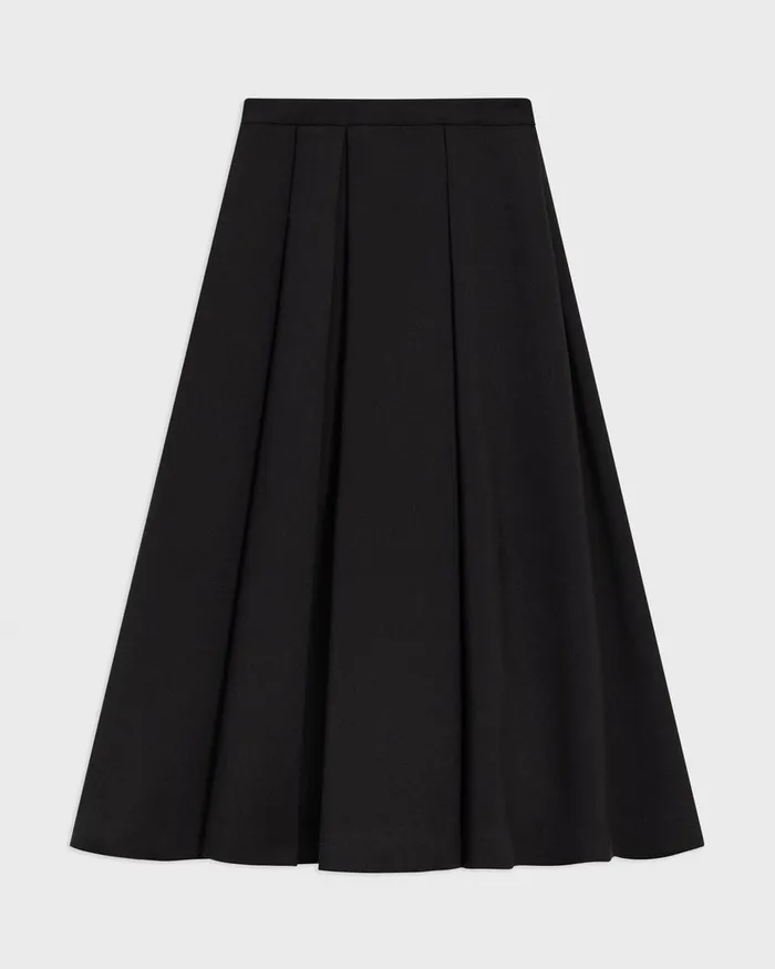 Women Theory Skirts Pleated Midi Skirt In Double Weave Black