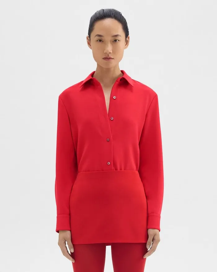 Women Theory Skirts Slice Mini Skirt In Admiral Crepe Geranium
