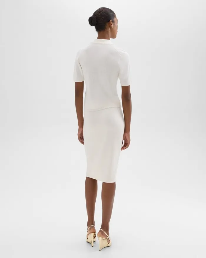 Women Theory Skirts Slim Pencil Skirt In Regal Wool New Ivory