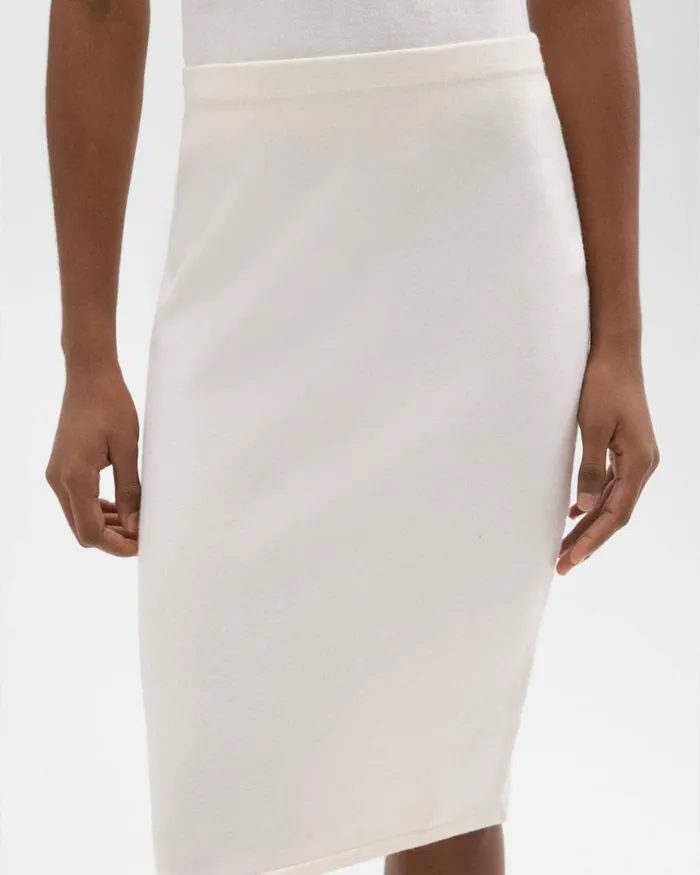 Women Theory Skirts Slim Pencil Skirt In Regal Wool New Ivory