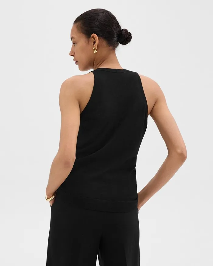 Women Theory Sweaters Cardigans Slim Sweater Vest In Regal Wool Black