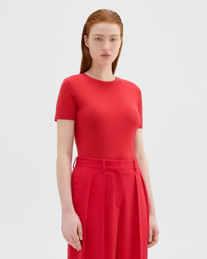 Women Theory Sweaters Cardigans Sweater Tee In Regal Wool Geranium