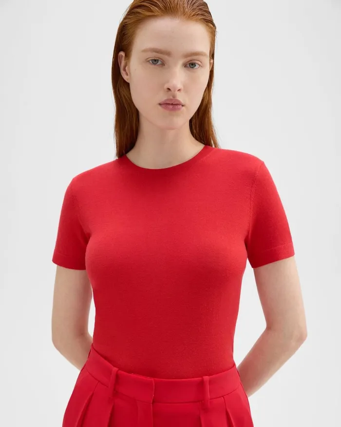 Women Theory Sweaters Cardigans Sweater Tee In Regal Wool Geranium