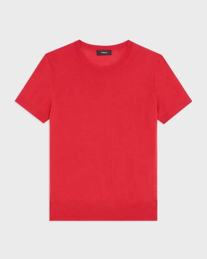 Women Theory Sweaters Cardigans Sweater Tee In Regal Wool Geranium