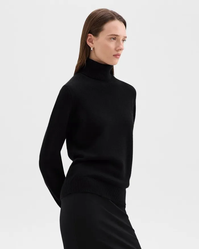 Women Theory Sweaters Cardigans Turtleneck Sweater In Cashmere Black