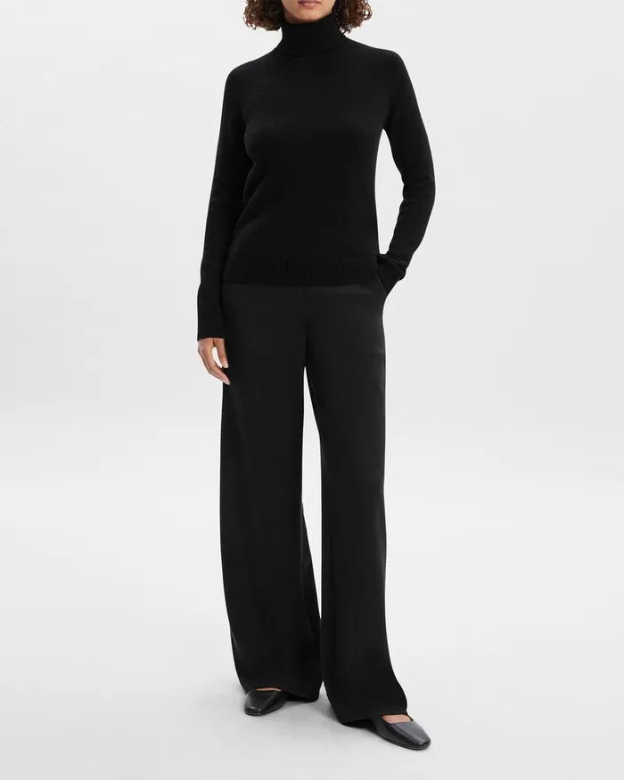 Women Theory Sweaters Cardigans Turtleneck Sweater In Cashmere Black
