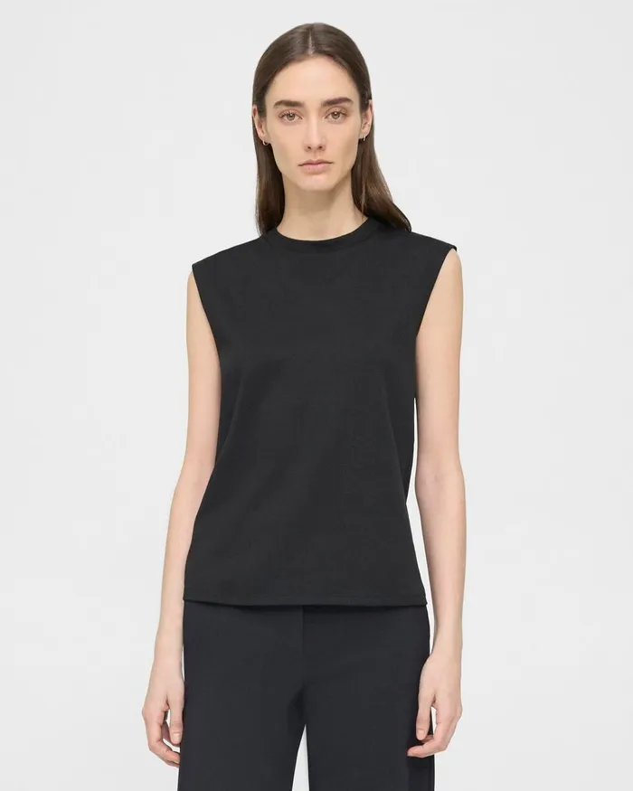 Women Theory TShirts Tank Tops Perfect CutOff Tee In Cotton Jersey Black