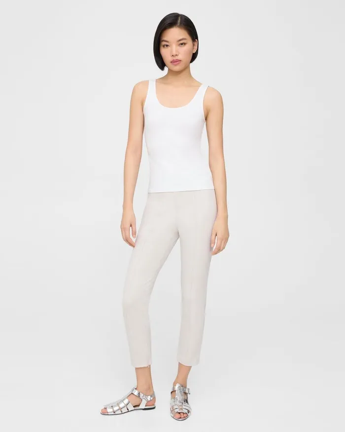 Women Theory TShirts Tank Tops Scoop Neck Tank In Stretch Cotton White