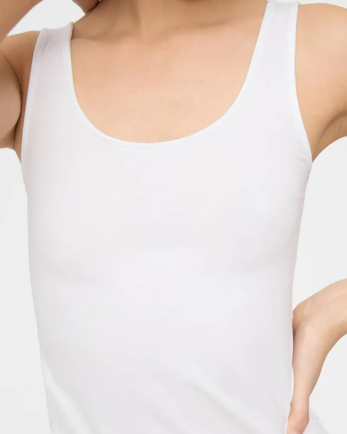 Women Theory TShirts Tank Tops Scoop Neck Tank In Stretch Cotton White