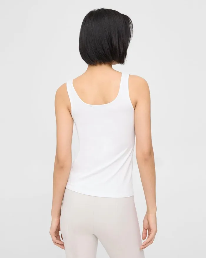 Women Theory TShirts Tank Tops Scoop Neck Tank In Stretch Cotton White