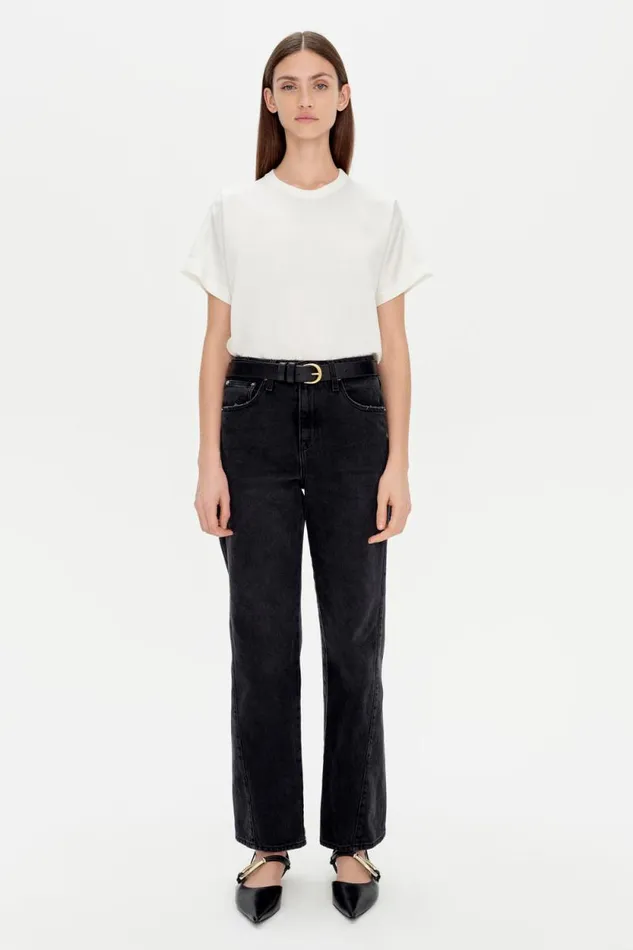 Women Tops and Bodysuits Jonathan Simkhai Addy TShirt Ivory Relaxed Fit TShirt