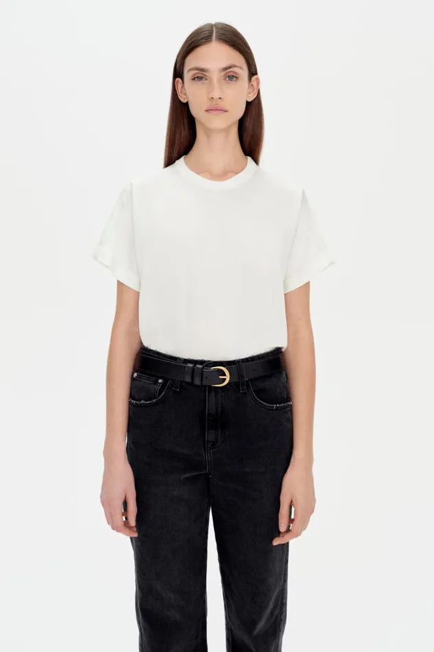 Women Tops and Bodysuits Jonathan Simkhai Addy TShirt Ivory Relaxed Fit TShirt Women Tops and Bodysuits Jonathan Simkhai Addy TShirt Ivory Relaxed Fit TShirt