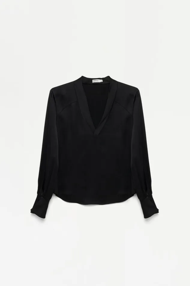 Women Tops and Bodysuits Jonathan Simkhai Maisey Blouse Black Long Sleeve VNeck Blouse Women Tops and Bodysuits Jonathan Simkhai Maisey Blouse Black Long Sleeve VNeck Blouse
