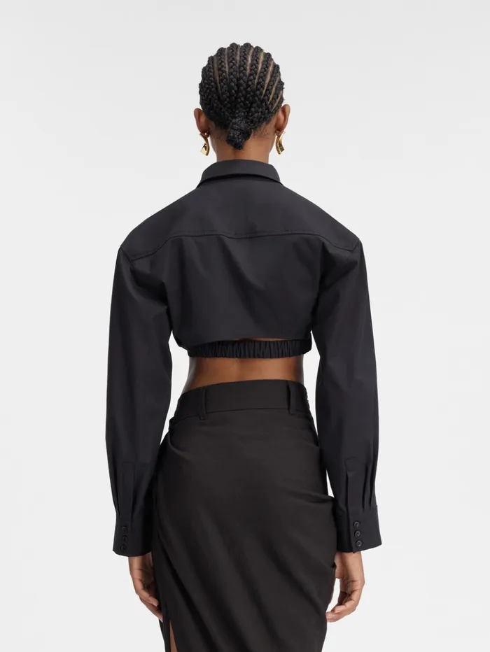 Women Tops and Shirts JACQUEMUS The Bahia Cropped Shirt Black Women Tops and Shirts JACQUEMUS The Bahia Cropped Shirt Black